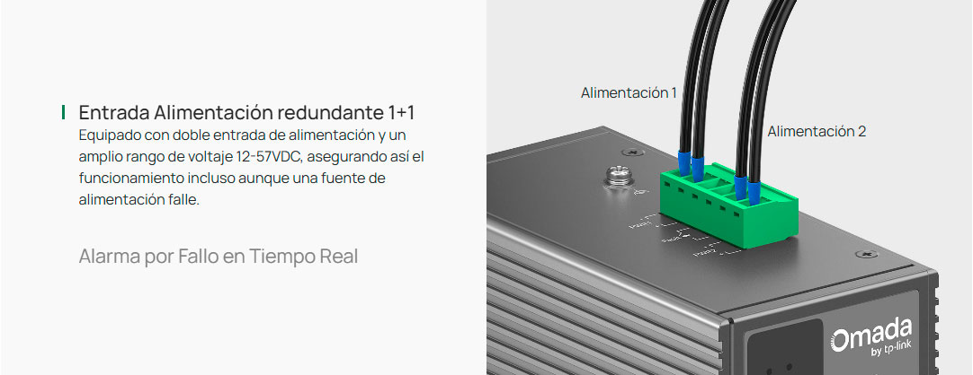 Alimentación redundante en switch industrial Omada